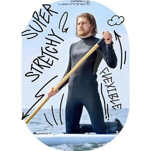 Dark Lightning Full Body Neoprene Black/Gray Mens Wetsuit, Sz XL